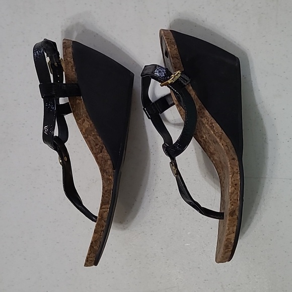 Lauren Ralph Lauren women's "Reeta" black thong wedge sandals size 8 - Picture 4 of 13